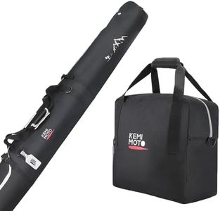 KEMIMOTO Ski Bag and Boot Bag Combo, Snowboard Bag Padded Ski Bags for Air Travel, Snow Ski Bags Fit Skis Up to 190cm, Ski Double Bag Combo, White