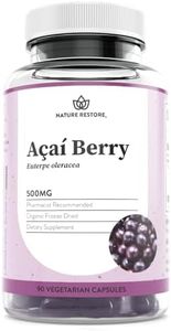 Organic Acai Berry Supplement, Freeze Dried, 90 Acai Berry Capsules, Non GMO, Gluten Free, Vegan