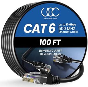 Ultra Clarity Cables Ethernet Cable Cat6 30M/100ft, High-Speed 10Gbps LAN Cable with Gold Plated RJ45 Connector for Router, Modem, PC, Switches, Hub, Laptop, Black, 1 Pack