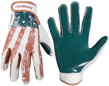 HANDLANDY Youth Football Gloves for Boys Girls, Sticky Wide Receiver Gloves for Kids, Junior Flag Football Gloves (Teal, Youth XL&Adult M)