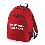 Printed Red Emergency Grab Bag Backpack Rucksack For Home, Office, School and Work