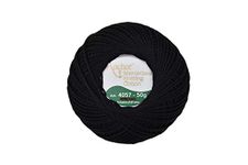 HUNNY- BUNCH Anchor Mercerised Premium Knitting Crochet Cotton Thread Yarn Balls For Knitting, Weaving, Embroidery And Craft Making Fast Color (Shade Black) -Pack Of 2 Rolls, 100 Gram