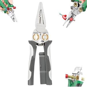 8 in 1 Wire Stripper with Voltage Tester, Upgrade Wire Strippers Pinzas De Electricidad, Multi-function Electric Wire Stripping Tool for Cutting and Pulling Pliers, Electrician Repair Tool (Grey)