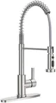 Homfan Aquablade Modes Kitchen Faucet with Pull Down Sprayer, Brushed Nickel Spring Sink Faucets, Single Handle Faucet for 1 Hole Or 3 Holes