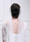 Kercisbeauty 3M Soft Tulle Sheer Cathedral Wedding Lace Veil Single Layer Drop with Gold Flower Comb Multi Layer Pearl Chain for Bride Bridal Headpiece Hair Dress (White)