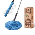 Eyliden Mop with 2 Reusable Heads, Easy Wringing Twist Mop, with 57.5 inch Long Handle, Wet Mops for Floor Cleaning, Commercial Household Clean Hardwood, Vinyl, Tile, and More