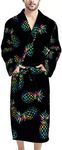 doginthehole Men's Robes Soft Bathrobes Lightweight Bridesmaid Satin Robes Loungewear Home Pajamas, Tropical Pineapple/Black, One Size