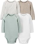 Simple Joys by Carter's Baby 4-Pack Thermal Long-Sleeve Bodysuits, Neutrals, 12 Months