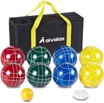 Aivalas Bocce Ball Set, 90mm Bocci Ball Set with 8 Resin Balls, Pallino, Measuring Tape, Carrying Bag, Bocce Balls Game for Outdoor Yard Backyard Lawn Beach(2-8 Players)