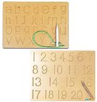 FunBlast Set of 2 Writing Practice Tracing Wooden Boards for Kids - Small Alphabet with 123 Boards Educational Toy for Kids - Multi Color