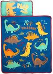 Funhouse Dinosaurs Kids Nap-Mat Set – Includes Pillow and Fleece Blanket – Great for Boys Napping During Daycare or Preschool - Fits Toddlers, Blue