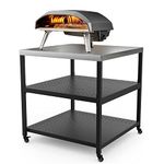 Mimiuo Pizza Oven Stand Station 31.5x31.5x33 inch, Stainless Steel Multi-Functional Modular Table for Outdoor Indoor, Large Movable Dining Food Prep Cart Worktable for Kitchen Backyard Patio Garage