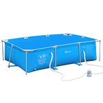 Outsunny Steel Frame Pool with Filter Pump, Filter Cartridge, Reinforced Sidewalls Rust Resistant Above Ground Swimming Pool 292 x 190 x 75cm, Blue