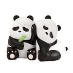 2pcs Panda Sculpture, Classic Black and White Resin Panda Statues, Decorative Bookend, Modern Home Decor Figurine, for Living Room Entrance, Bookshelf, Bedroom, Office Table Decorations