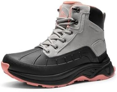 NORTIV 8 Women's Waterproof Hiking Boots Lightweight Outdoor Trekking Camping Trail Work Boots Duck Boots SNHB2312W Size10 LIGHT GREY/PINK