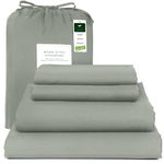 Lenzuola 200 Thread Count Cotton Sheets for King Size Bed, Organic 100% Cotton Bed Sheets Set, King Bed Sheets with Deep Pockets, 4 Piece Fitted Bedding Sheets King Sheet Set (Olive)