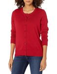 Amazon Essentials Women's Lightweight Crewneck Cardigan Jumper (Available in Plus Size), Red, L