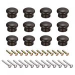 sourcing map Round Wood Knobs, 12pcs 33x23mm Pull Handles for Drawer with Screws Coffee