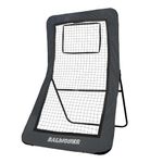 BALWONER 4 x 7 ft 5 Angles Adjustable Lacrosse Volleyball Pitch Back Baseball Softball Rebound Net with Strike Zone Black