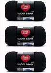 Red Heart Super Saver Black, 3 Pack of 7oz/198g-Acrylic-#4 Medium-364 Yards, Knitting/Crochet