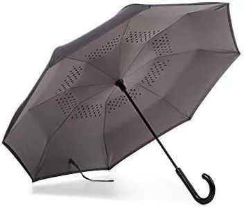 Totes InBrella - Reverse Close Umbrella with Invisible Water Repellent Coating - Auto Close, Inverted, Dripless, and Stormproof for Rainy Weather