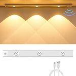 Under Cabinet Lights, 3 Colors Dimmable Motion Sensor Under Counter Closet Lighting Rechargeable Wireless Magnetic LED Closet Light Night Lights for Kitchen, Wardrobe, Cabinet, Cupboard (40cm)