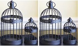 Vela Lanterns Bird Cage Decor Candle Holder Lantern Decorative Table Centerpiece Halloween Decorations, Black, Set of 4