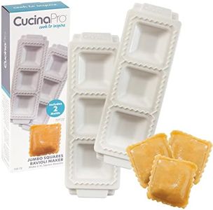 Jumbo Squares 2" Ravioli Molds (2 Pack)- Homemade Filled Pasta Maker- 2 Piece Tray & Press makes 3 Raviolis or Pastry at a Time, Easy to Use & Clean- Italian Holiday Dinner Party Stocking Stuffer Gift