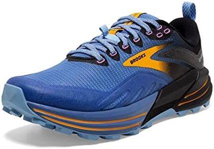 Brooks Women's Cascadia 16 Trail Running Shoe, Blue/Black/Yellow, 9