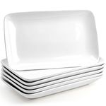 Foraineam Rectangular Salad Plates, 10 Inch White Porcelain Dessert Appetizer Plates Set, Dishwasher and Oven Safe Serving Platters for Sushi, Pasta, Fruit, Set of 6