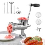 VEVOR Manual Meat Grinder, 304 Stainless Steel Hand Meat Grinder with Steel Table Clamp, Meat Mincer Sausage Maker & 2 Cutting Plates, Cookie Attachment, Sausage Tube for Beef Pepper Mushroom Cookie