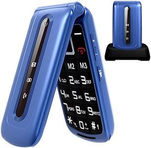 CHAKEYAKE Senior Flip Phones Unlocked Sim Free Mobile Phone for Elderly, Easy to Use Senior phone with Large Button, SOS Button, Charging Cradle (Blue)