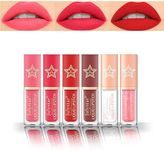 Joyeee Hydrating Lip Gloss Pack, 4 Color Matte Lip Gloss Kit + Clear Lip Plumping Gloss + 1 Nude Pink Glitter Tinted Lip Gloss, Vegan Formula & Cruelty-free Lip Makup Gift Kit