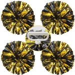 Lovecheer 4PCS Pom Poms Cheerleading Black and Gold Cheer Pom Poms Team Spirits Sports Cheering Squad Dance Training