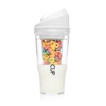 The CRUNCHCUP XL White- Portable Plastic Cereal Cups for Breakfast On the Go, To Go Cereal and Milk Container for your favorite Breakfast Cereals, No Spoon or Bowl Required