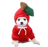 XIAOYU Pet Clothes Dog Hoodies Warm Sweatshirt Coat Puppy Autumn Winter Apparel Jumpsuit with Fruit Hood, Apple, S