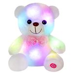 BSTAOFY Light up White Teddy Bear LED Stuffed Animal Soft Nightlight Glow Bear Plush Toy Gifts for Kids Mom Girls Valentine's Day Birthday Christmas, 8"