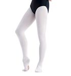 The Dance Bible Unisex Convertible Transition Ballet Dance Tights, 60 Denier Stockings - Toddlers to Adults (White, Large (10-14 Years))