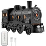 Steam Train Essential Oil Diffuser Retro Steam Train Humidifier with Light 300ml Ultra Quiet Mini Humidifier with Auto Off/2 Misting Modes/2 Light/Remote Control for Home Sleeping Reading (black)