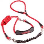 SparklyPets Multifunctional Bungee Hands Free Leash with Slip Lead – Crossbody & Waist Leash for Dog Walking Medium & Large Breeds with Detachable Slip Leash for Dogs (Red)