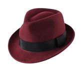 Home Prefer Men's Wool Felt Winter Hat Short Brim Fedora Hat, Burgundy, 7 3/8