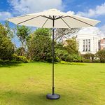 Green Bay 2.7M Round Garden Parasol Umbrella Outdoor Sun Shade for Patio/Beach/Pool Umbrellas with Winding Crank and 38mm Tilt Pole - Cream + Parasol Base