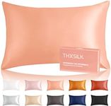 THXSILK 100% Pure Mulberry Silk Pillowcase for Hair and Skin, 6A+ Grade 25 Momme Silk Pillow Case with Gift Box Queen Size 20"x30", Real Silk Pillowcase with Zipper (Rose Gold)