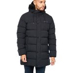 Crosshatch Mens Longline Heavy Coat Hooded Parka Padded Fleece Lined Puffer Warm Winter Bubble Jacket, Black - Daydream, M