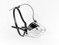 New Strong Metal Wire Basket Dog Muzzle St. Bernard,and other big dogs (Silver Basket/Black Leather, BR)