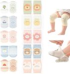 WATOCHE Baby Crawling Knee Pads and Socks with Anti-Slip Grips 10 Pairs Unisex Baby Toddler Nonslip Kneepads & Ankle Floor Socks(10 Pairs-Mesh Flower,1-3T)