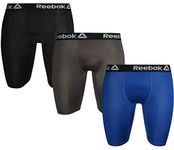 Reebok Men's Compression Long Leg Performance Boxer Briefs (3 Pack)