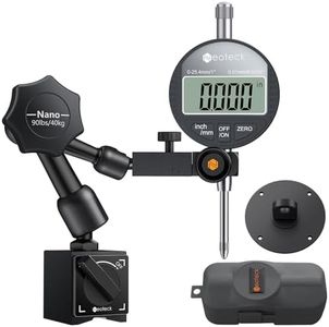 Neoteck 1"/25.4mm (0.0005"/0.01mm) Digital Indicator Set Dial Indicator and Magnetic Base Set with Storage Case, Ideal for 3D Printer Lathe Workshop CNC Machine Table Saw-90lbs(40kg) Max Pull-Black