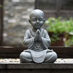 Goodeco Meditating Baby Buddha Statue Garden Ornament,Zen Garden Monk Figurine sculpture-Indoor/Outdoor Decor Gifts for Home,Garden, Patio,Deck,Porch Yard Art Decoration,Polyresin,28.5cm(Stone Gray)