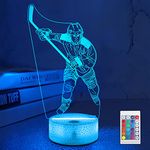 Hockey Player Night Light, Lampeez 3D Hockey Lamp with LED 16 Colors Changing Remote Control Personalized Bedroom Decor Best Birthday Gift for Kid Child Hockey Fan